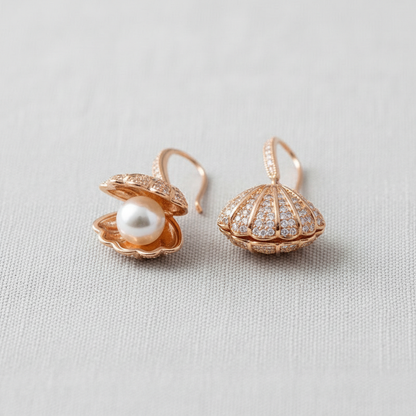 camilla dovey - Vintage Pearl Drop Earrings with Zircon Accents