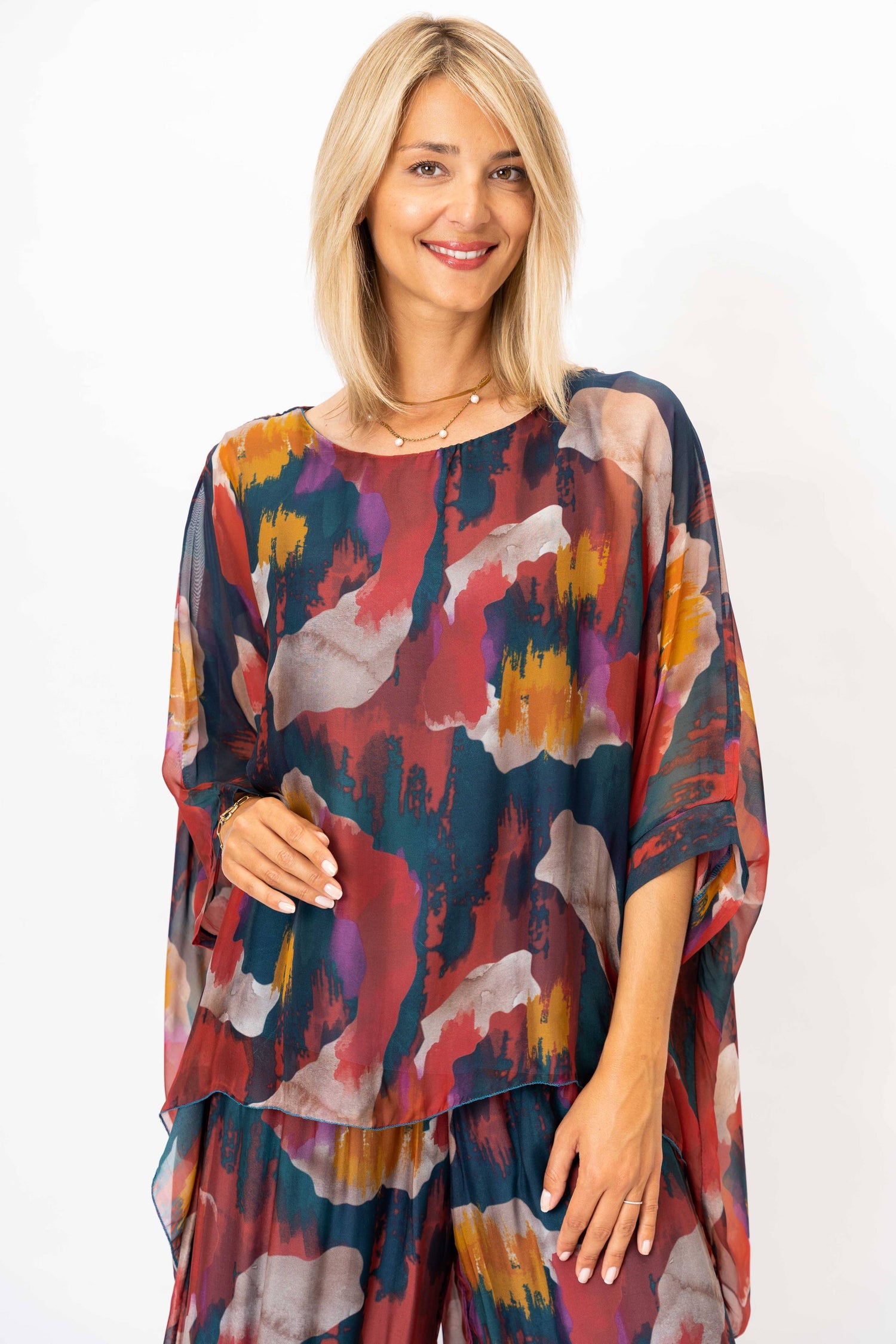 Look Mode Usa - Women Printed Silk Kaftan