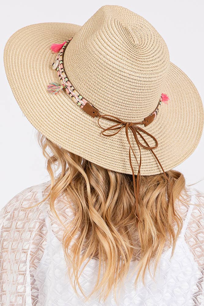 Hana - Boho Tassel Multi Color Band Summer Straw Sun Hat