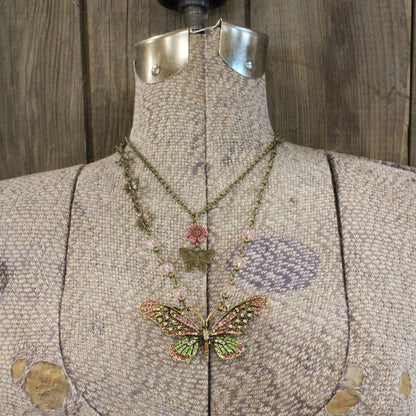 The Primitive Peddler, Inc. - Fly High Butterfly Bling Blushing Layered Necklace