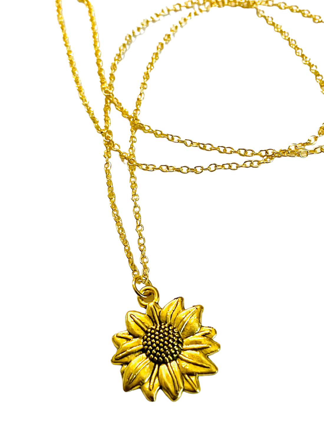 Broken Record Boutique -  Sunflower Pendant Charm Necklace on Sunflower Card