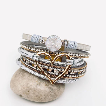 Mio Queena - Multi-Layer Heart Charm Bangle Bracelets