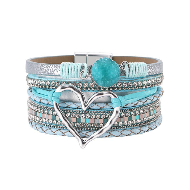 Mio Queena - Multi-Layer Heart Charm Bangle Bracelets