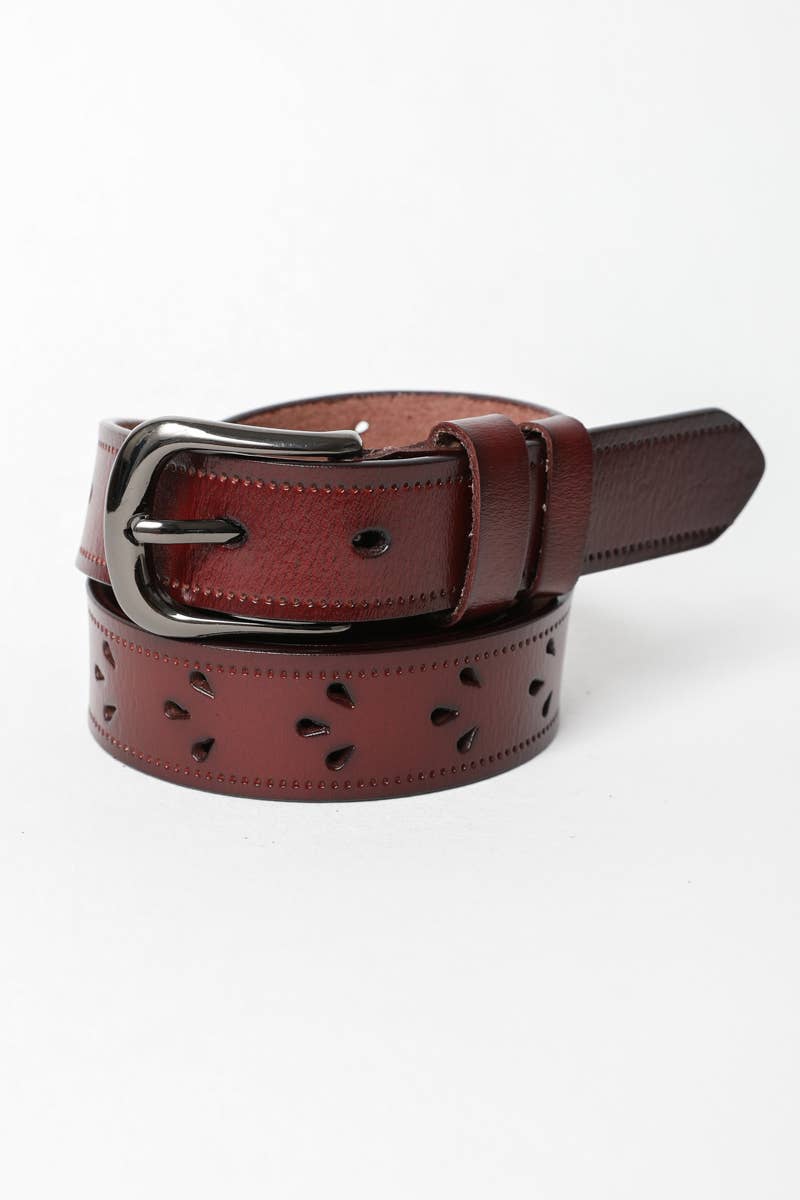 Leto Accessories -  Leather Belt with Petal Design 🌟 – Available in 5 Colors
