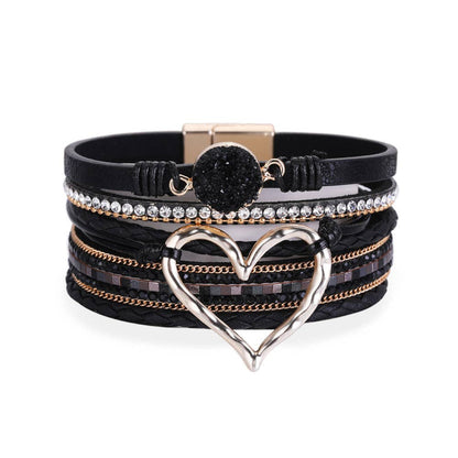 Mio Queena - Multi-Layer Heart Charm Bangle Bracelets