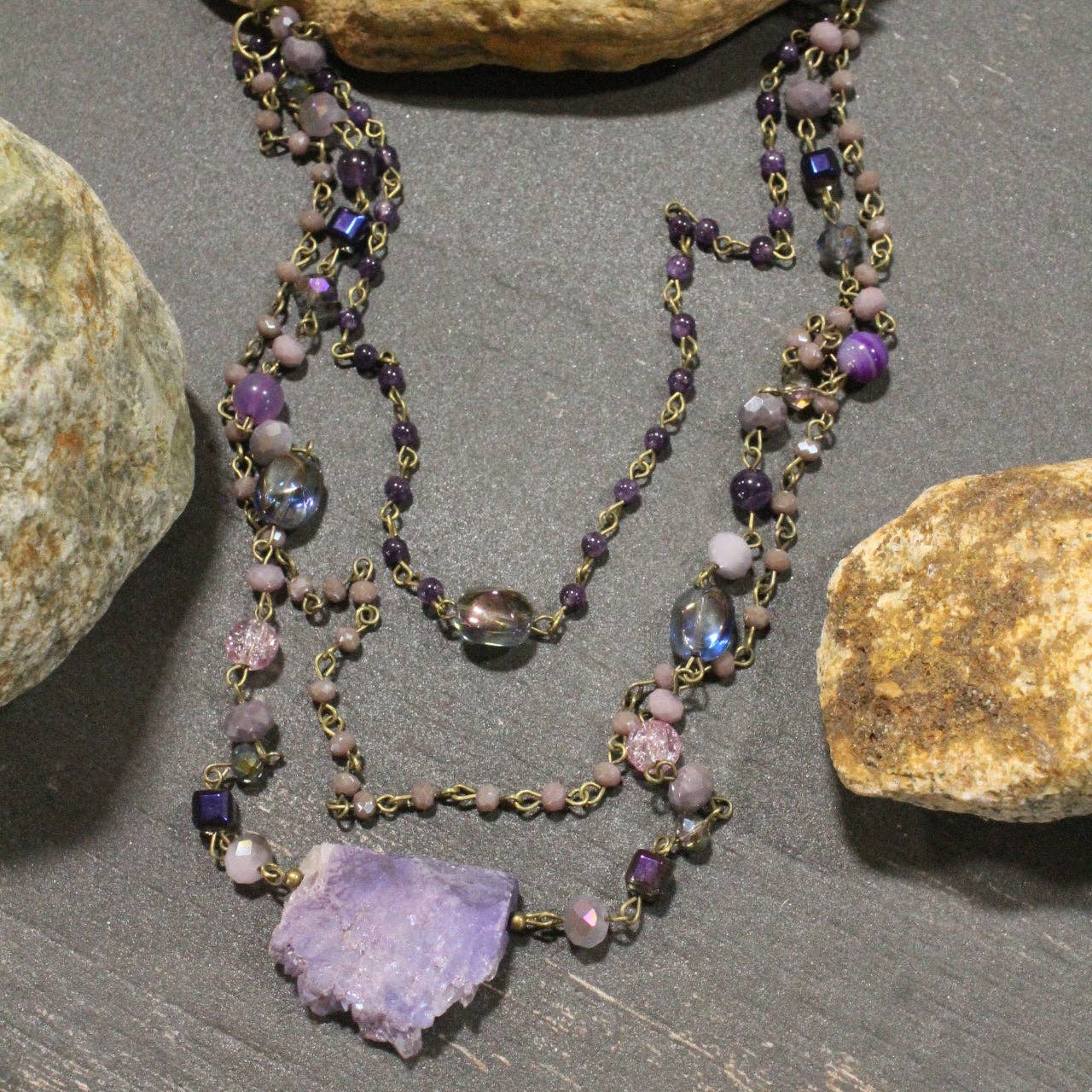 The Primitive Peddler, Inc. - Best In Show Plum Stone Layered Necklace