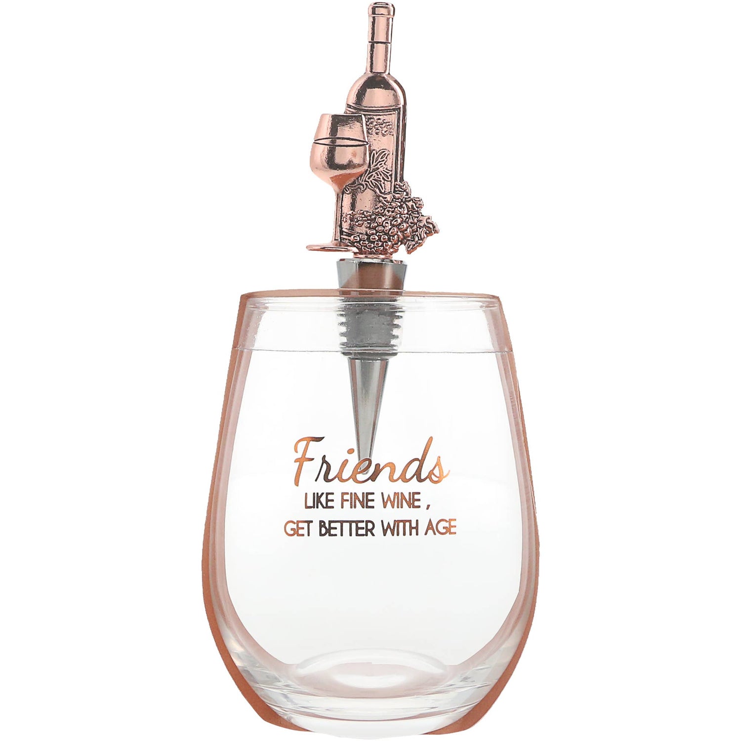 Pavilion - Friends - Bottle Stopper and 20 oz Stemless Gift Set