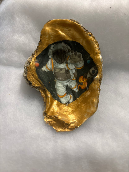 Hand Decoupaged and Painted Oyster Shells