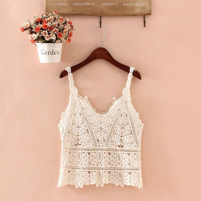 Hope &amp; Sunshine - Boho Lace Crochet Halter Top