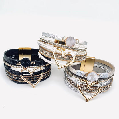 Mio Queena - Multi-Layer Heart Charm Bangle Bracelets