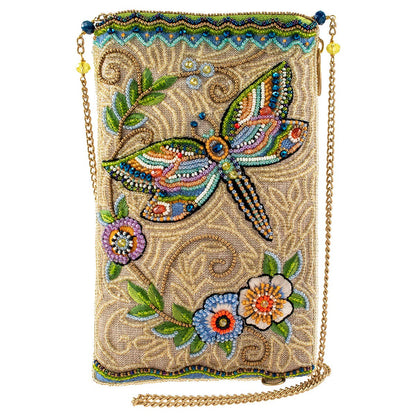 Mary Frances Accessories - Soaring Spirit Beaded Dragonfly and Floral Crossbody Bag
