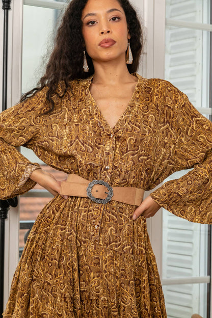 last queen - Lurex tunic dress, long sleeve with flared cut