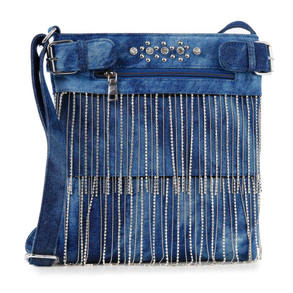 Handbag Express - Beaded Fringe Crossbody Sling Handbag