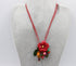 Leather flower necklace with wood beads