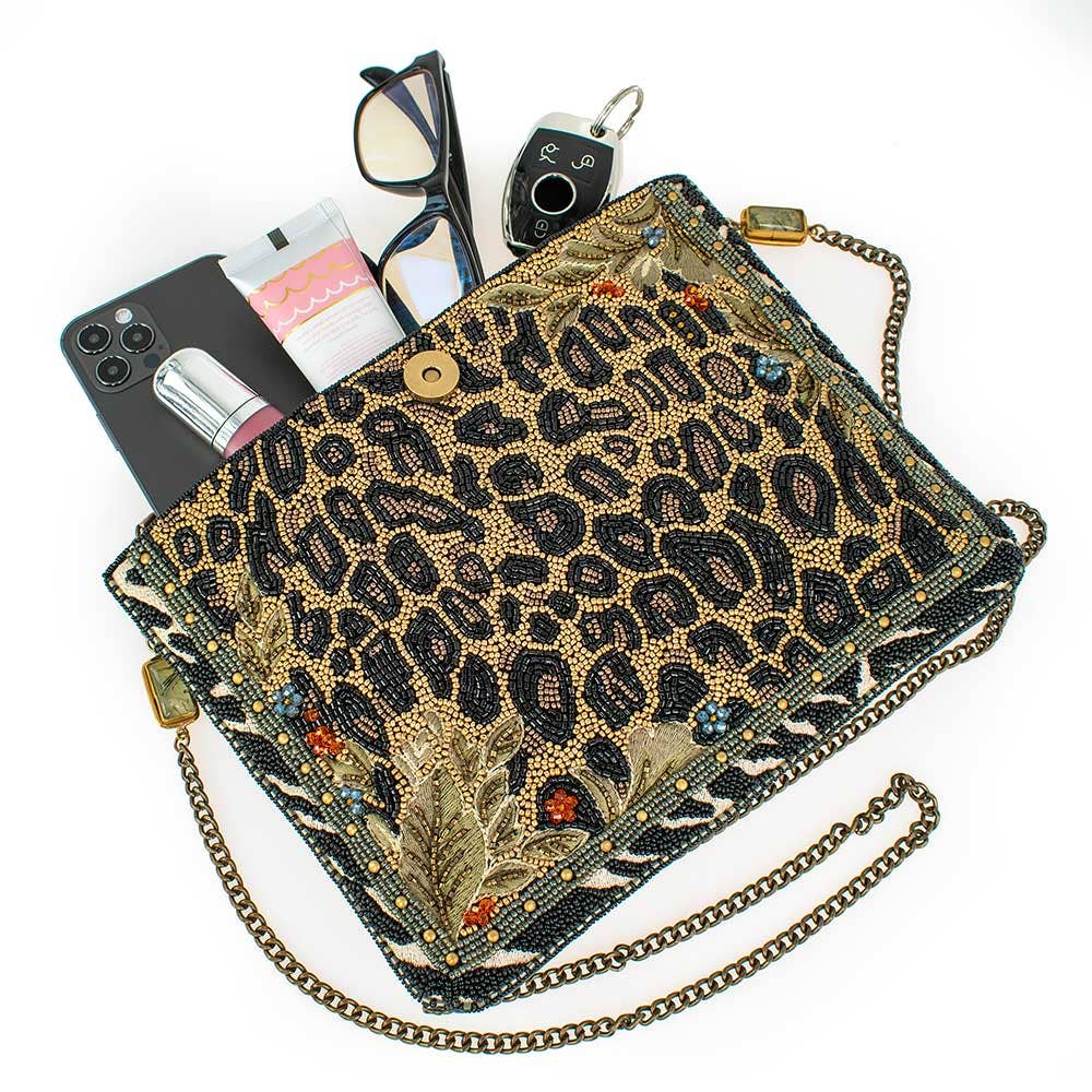 Mary Frances Accessories - Untamed Beaded Animal Print Crossbody Handbag