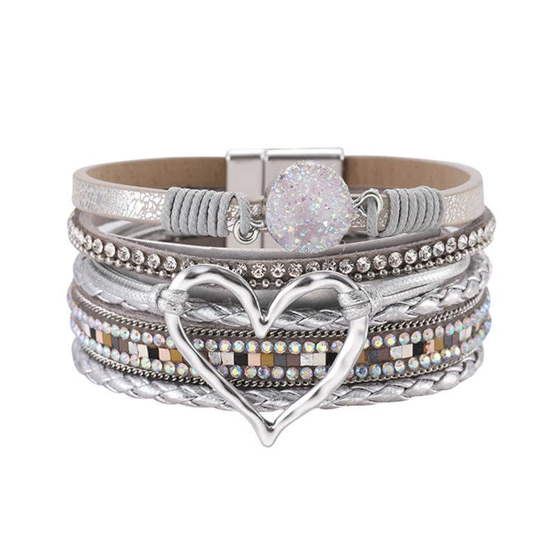 Mio Queena - Multi-Layer Heart Charm Bangle Bracelets