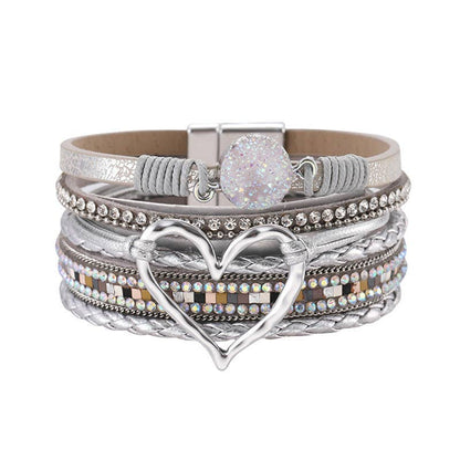 Mio Queena - Multi-Layer Heart Charm Bangle Bracelets
