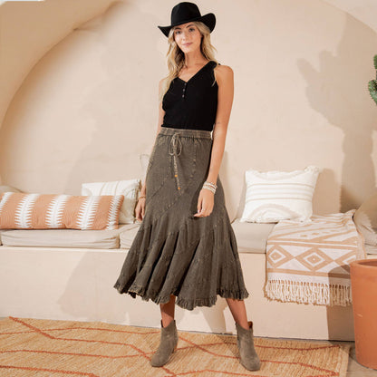 Young Threads - Boho Flair: Asymmetrical Mid-Length Skirt