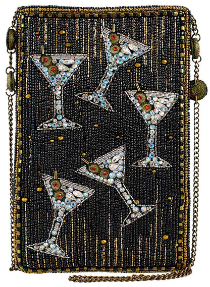 Mary Frances Accessories - Sip Happens Black and Diamond Beaded Martini Crossbody