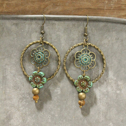 The Primitive Peddler, Inc. - Green As Spring Dangle Drop Earrings