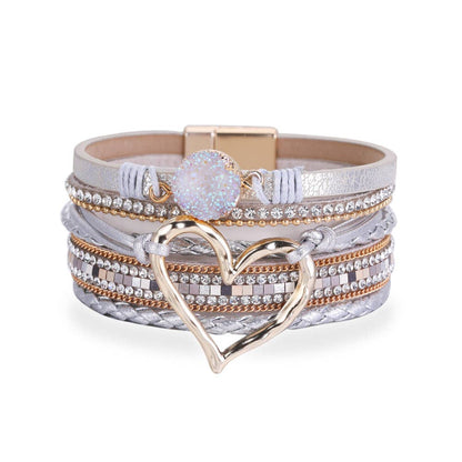 Mio Queena - Multi-Layer Heart Charm Bangle Bracelets
