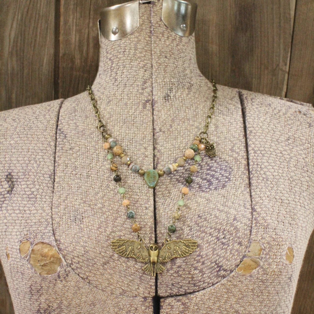 The Primitive Peddler, Inc. - Spread Your Wings Owl Layered Necklace