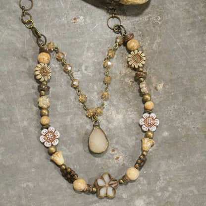 The Primitive Peddler, Inc. - CZECH Me Out Elite Beige &amp; Natural Layered Necklace