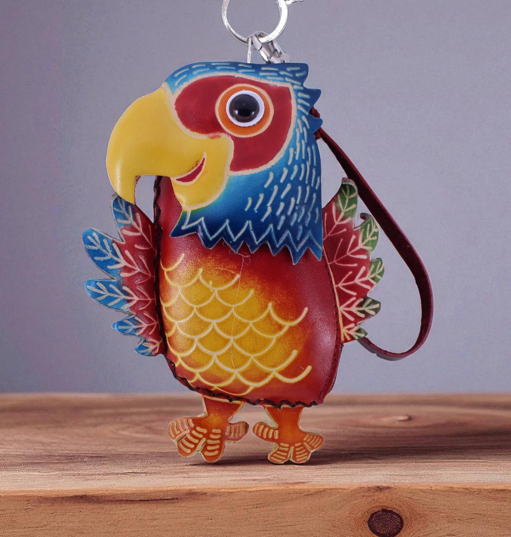 Sunflower Handmade leather inc - Handmade Parrot Wristlet leather coin purse wallet
