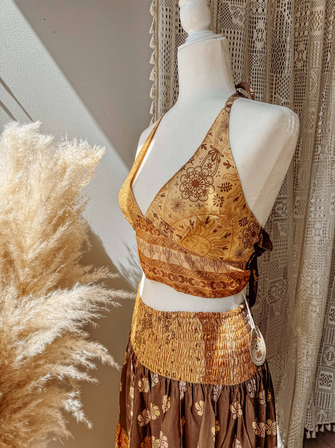 Gardenbelle Shop - Beachy Boho Neutral Desert Solstice Silk Bralette, Bra Top