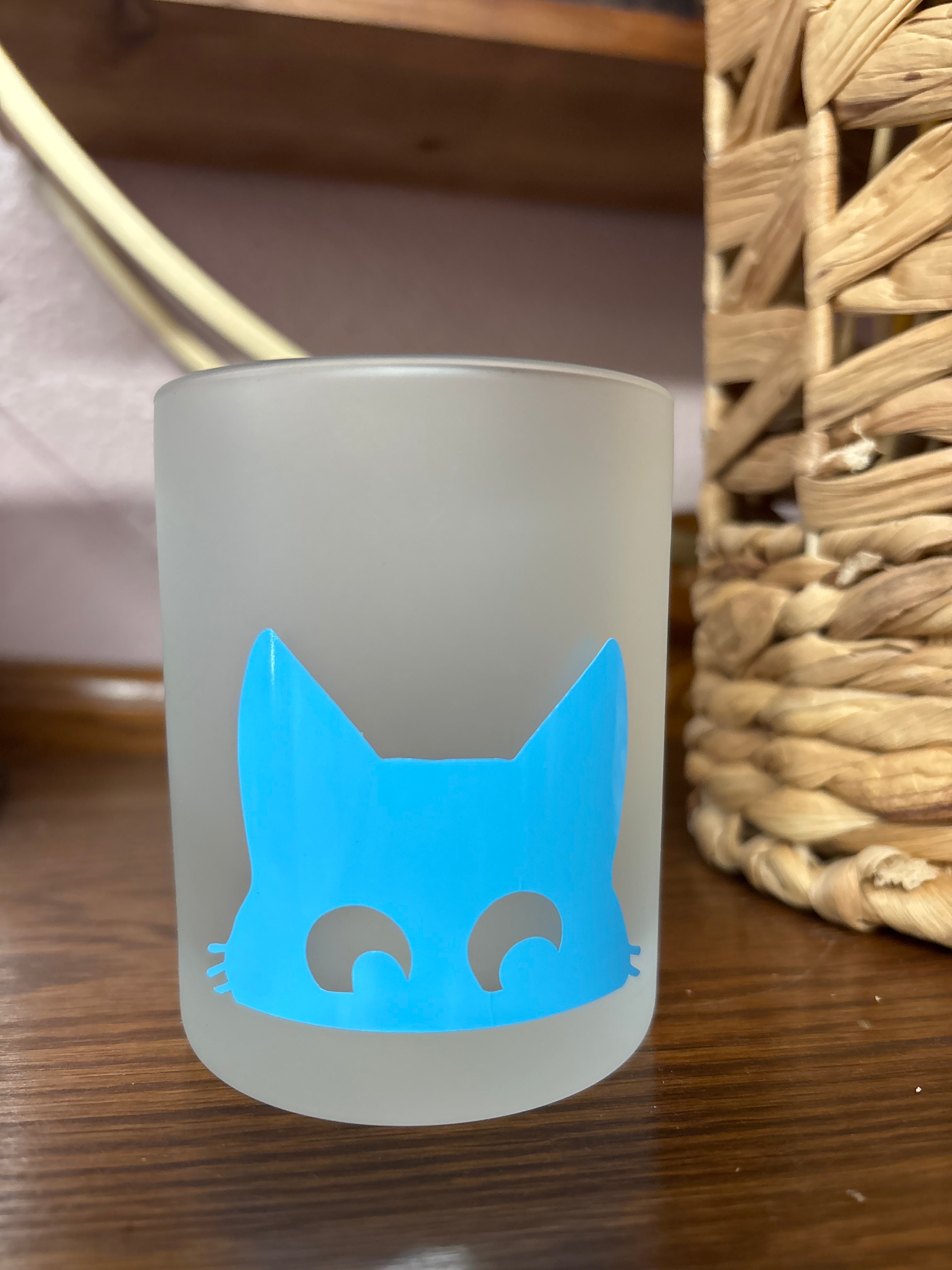 Kitten frosted votive holder