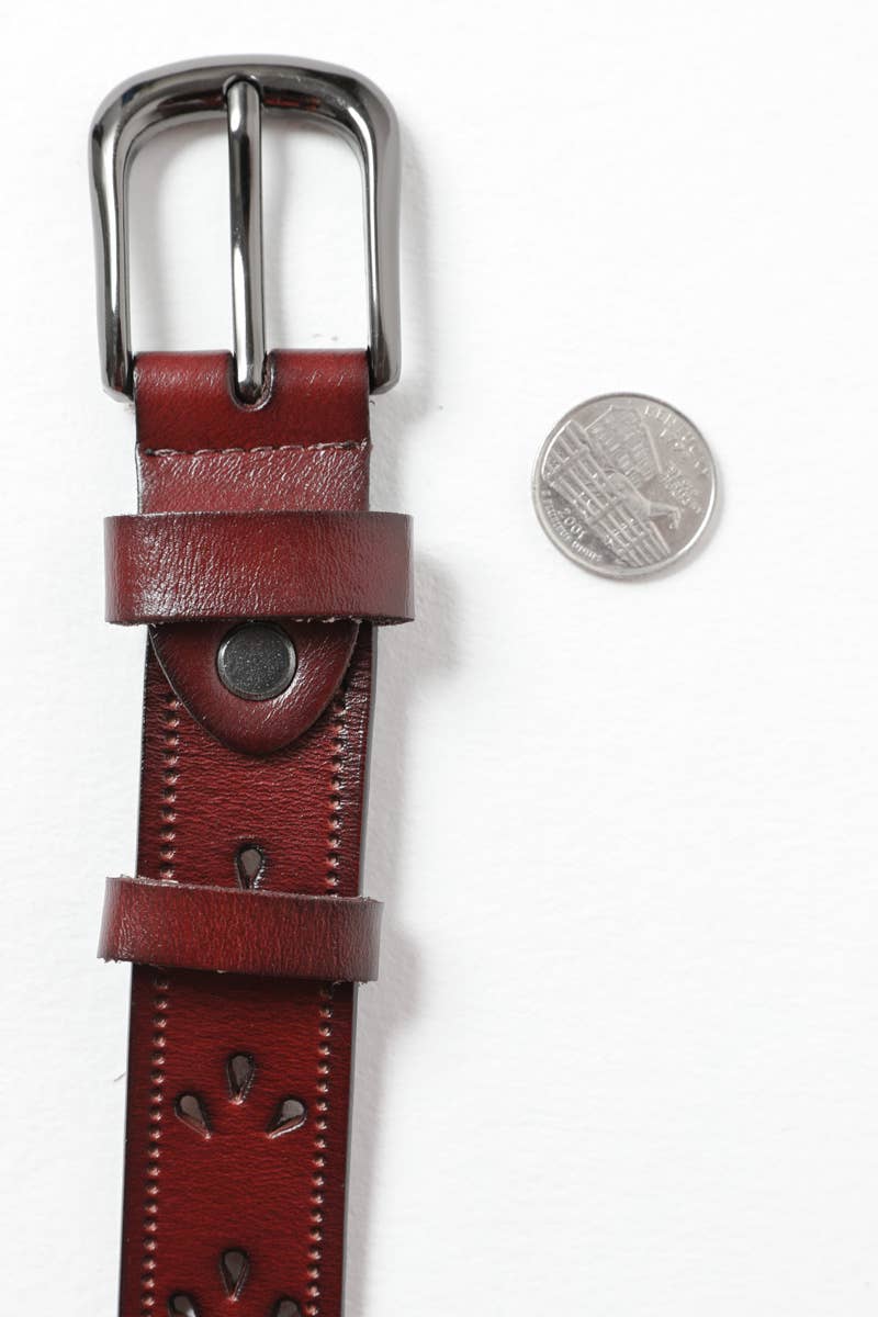 Leto Accessories -  Leather Belt with Petal Design 🌟 – Available in 5 Colors