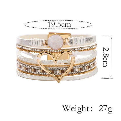 Lovesoft - Bohemian Heart Rhinestone Magnetic Buckle Bracelet