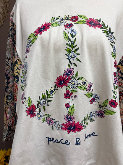 Kycozy- Peace &amp; Love Batwing Rock n Roll Shirt