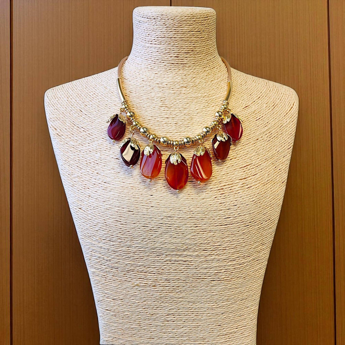 Bijoux Envie Statement Jewelry - Agate Stone Beaded Boho Collar Necklace | Statement Jewelry