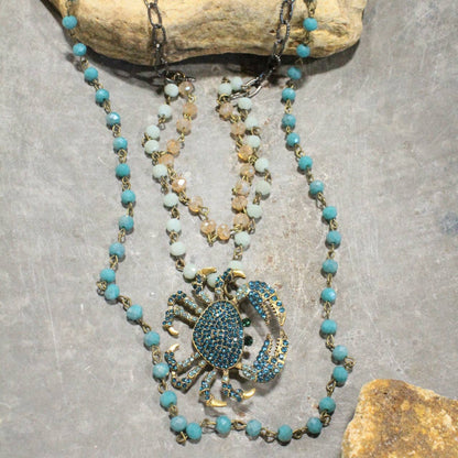 The Primitive Peddler, Inc. - The Crab Crawl Blue Layered Necklace