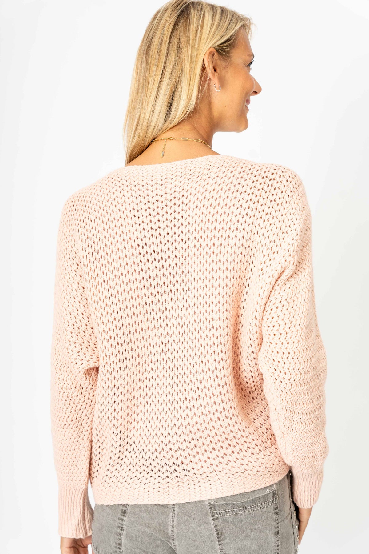 Look Mode Usa OUTLET - Open Knit sweater with Silver Foil