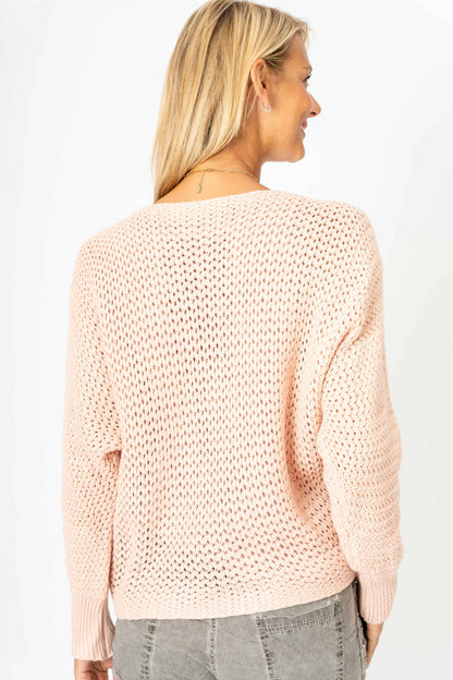 Look Mode Usa OUTLET - Open Knit sweater with Silver Foil