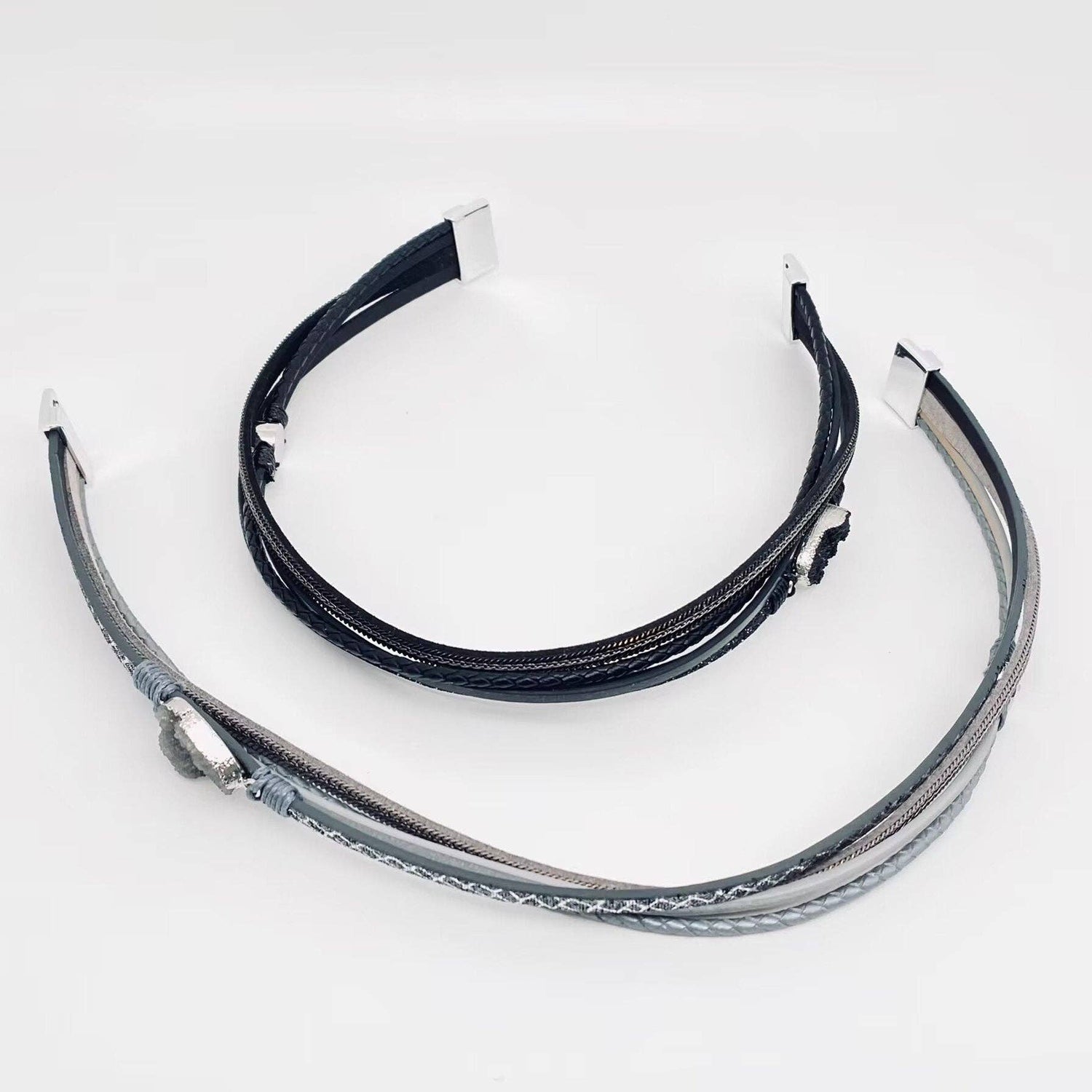 Mio Queena - Crystal Multi-Layer Leather Magnetic Snap Bracelet
