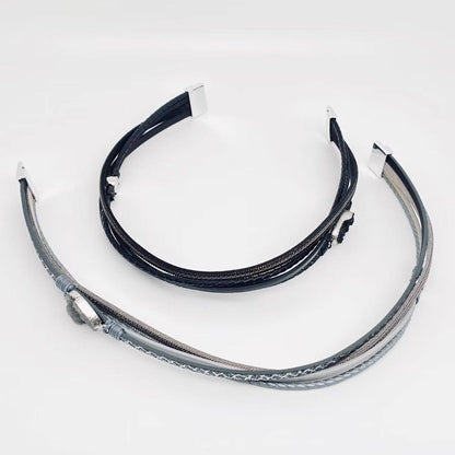 Mio Queena - Crystal Multi-Layer Leather Magnetic Snap Bracelet