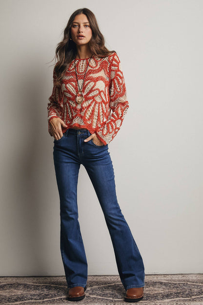 Forte - Crochet Floral Pattern Sweater