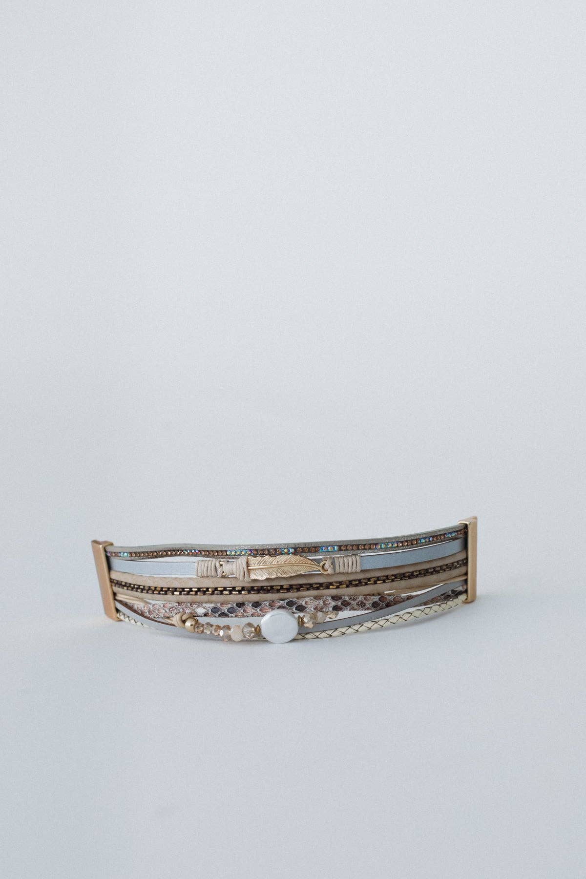 Three Bird Nest - Bohemian Goddess Charmed Bracelet - Beige