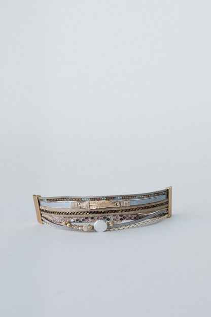 Three Bird Nest - Bohemian Goddess Charmed Bracelet - Beige