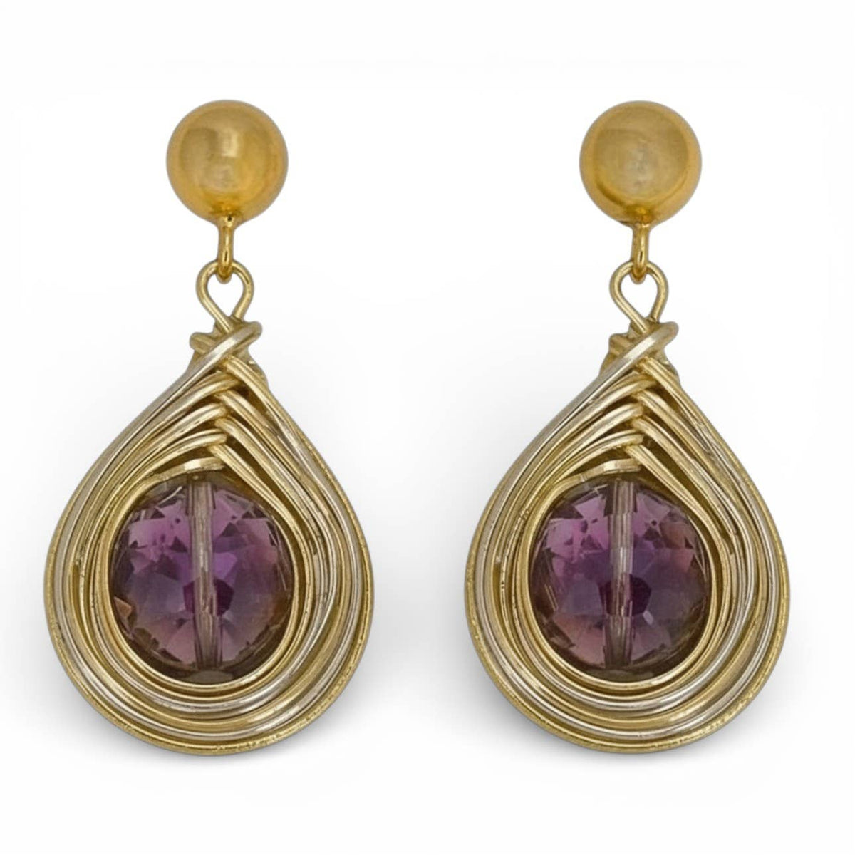 Bijoux Envie Statement Jewelry - Aurora Borealis Wire Wrap Earrings | Statement Jewelry