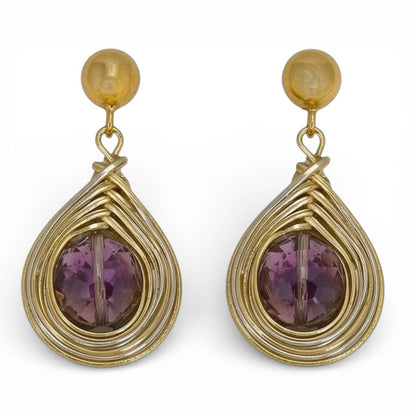 Bijoux Envie Statement Jewelry - Aurora Borealis Wire Wrap Earrings | Statement Jewelry