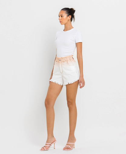 VERVET by FLYING MONKEY - SUPER HIGH RISE PAPERBAG WAISTBAND OMBRE SHORTS V2771