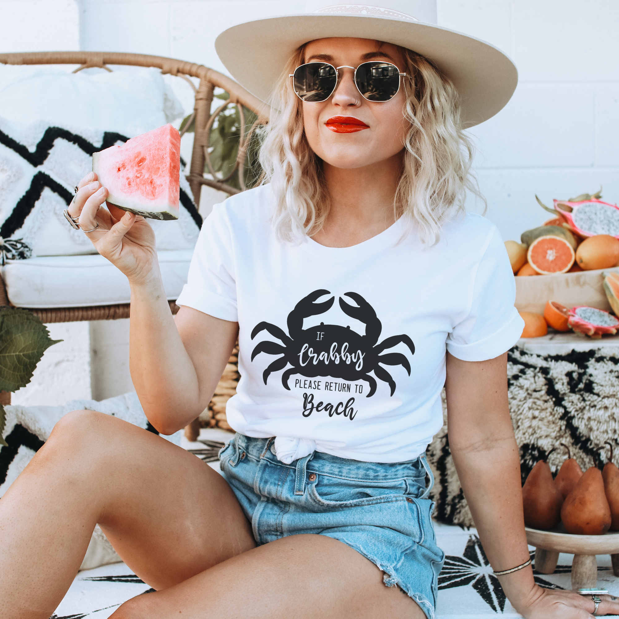 Trendznmore - Modern Graphic Apparel - If Crabby Please Return to the Beach Funny Graphic T-Shirt