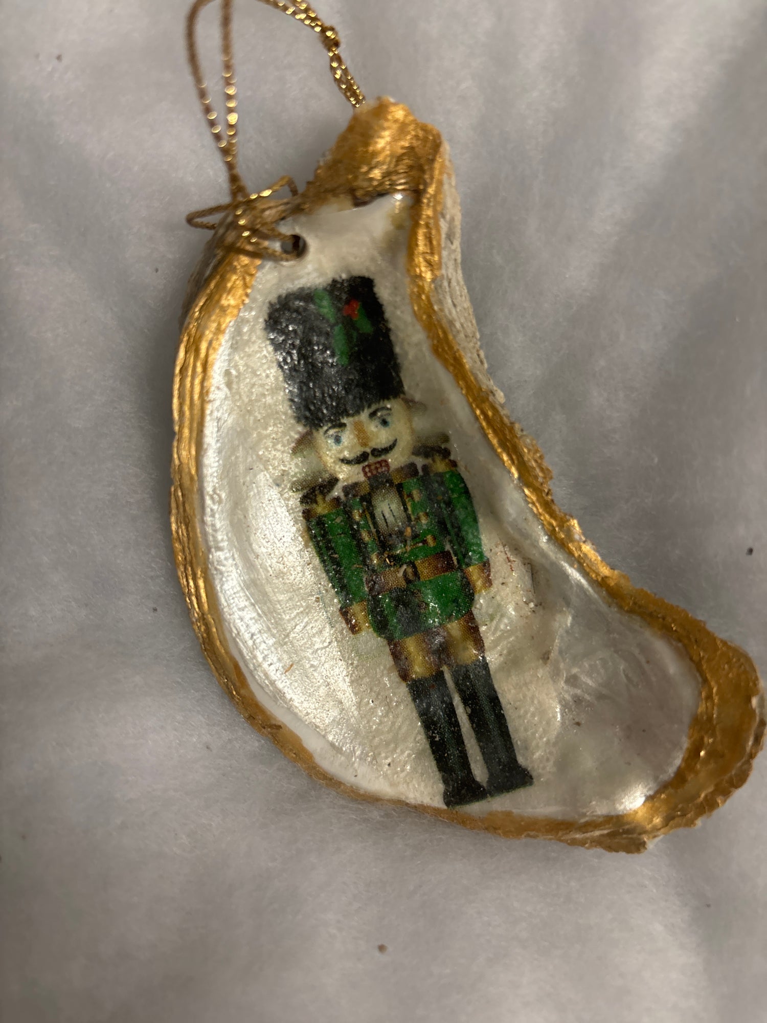 Hand Decoupaged and Painted Oyster Shells