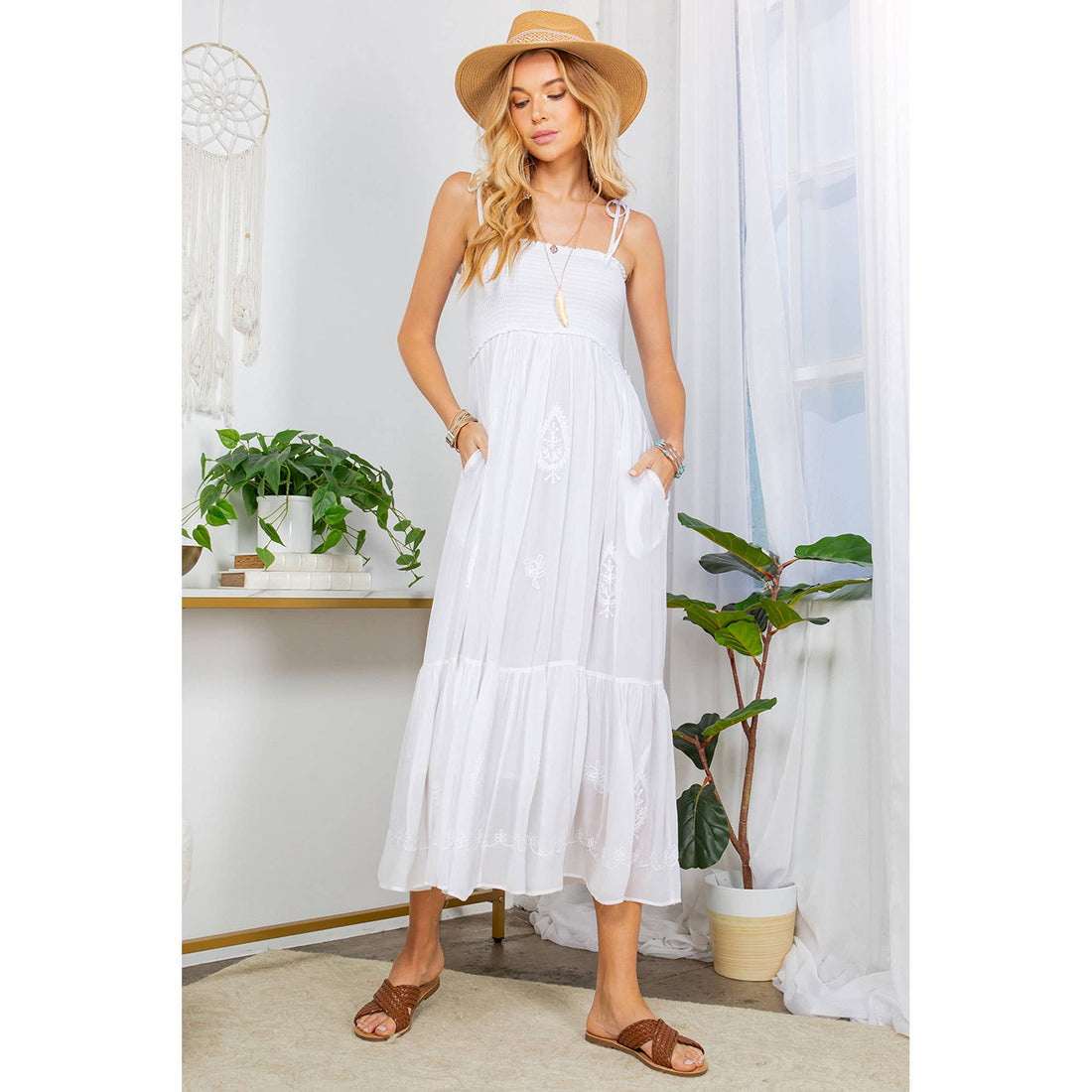 Young Threads - Ethereal Long Sundress With Hand Aari Embroidery Dress