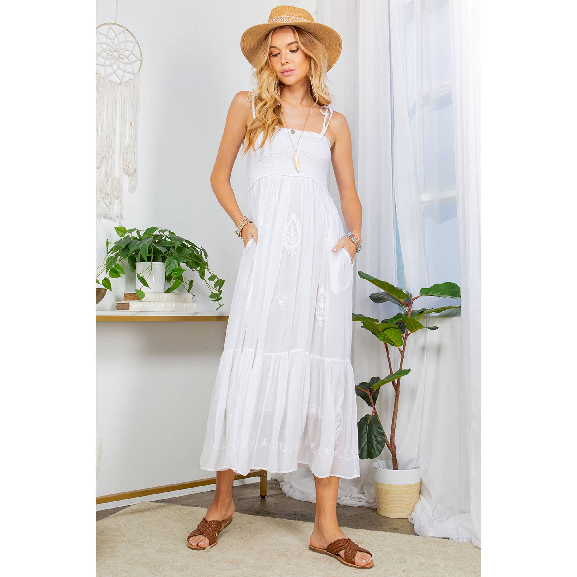 Young Threads - Ethereal Long Sundress With Hand Aari Embroidery Dress