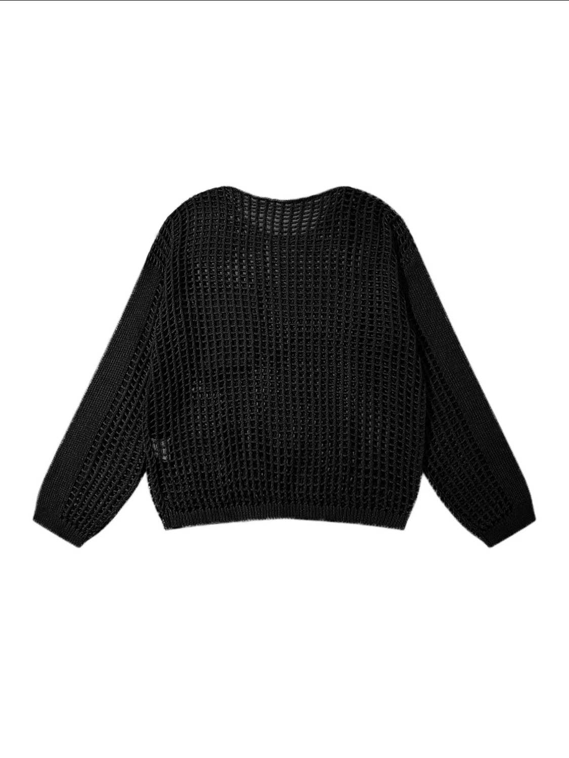 Serenity Collective - Hollow Out Knit Drop Sleeve Sweater